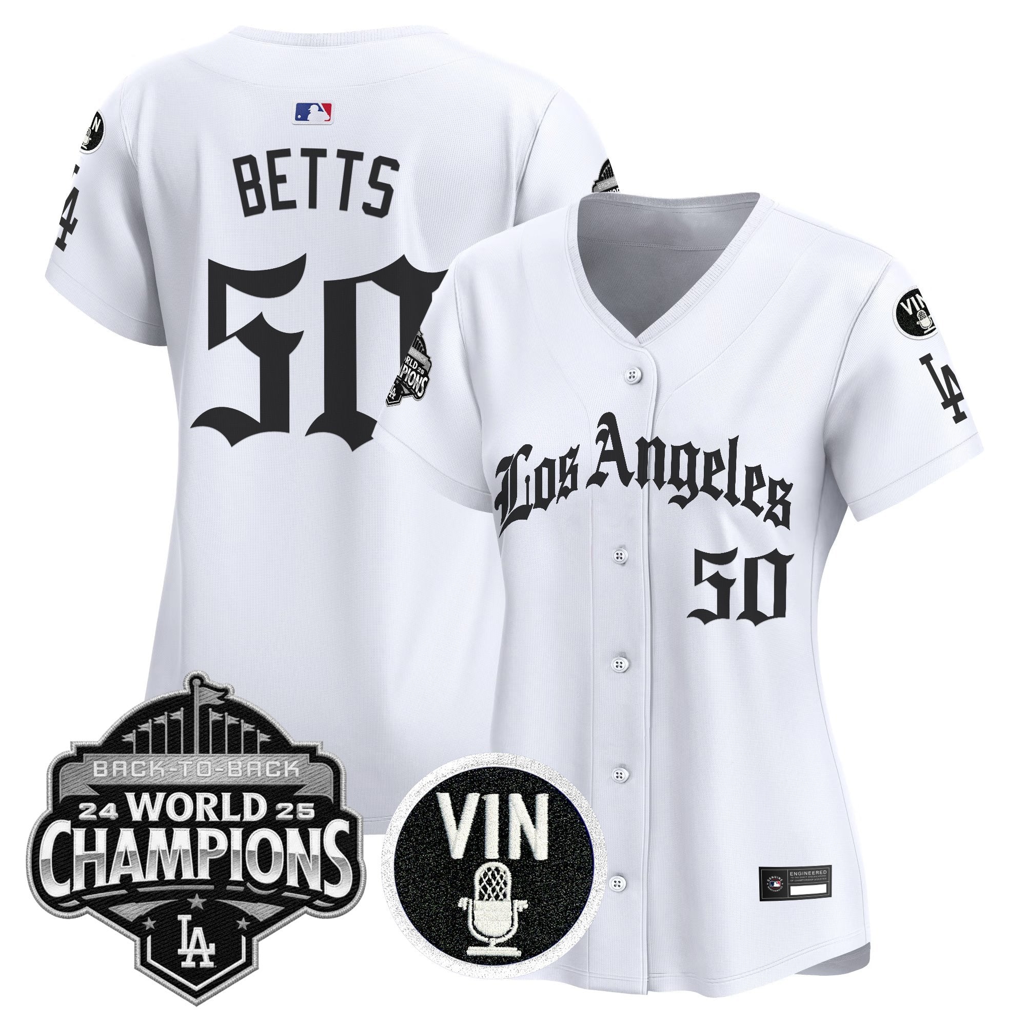 Women's Dodgers 2025 Back-To-Back Champions Vapor Premier Limited Jersey - LA Gothic Edition - All Stitched