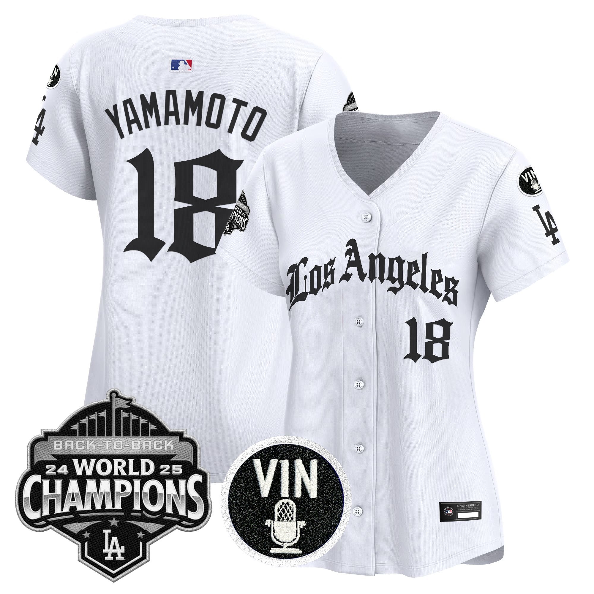 Women's Dodgers 2025 Back-To-Back Champions Vapor Premier Limited Jersey - LA Gothic Edition - All Stitched