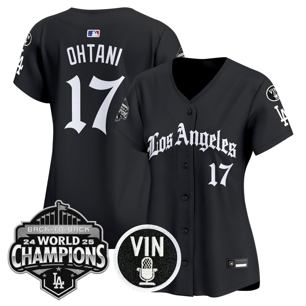 Women's Dodgers 2025 Back-To-Back Champions Vapor Premier Limited Jersey - LA Gothic Edition - All Stitched