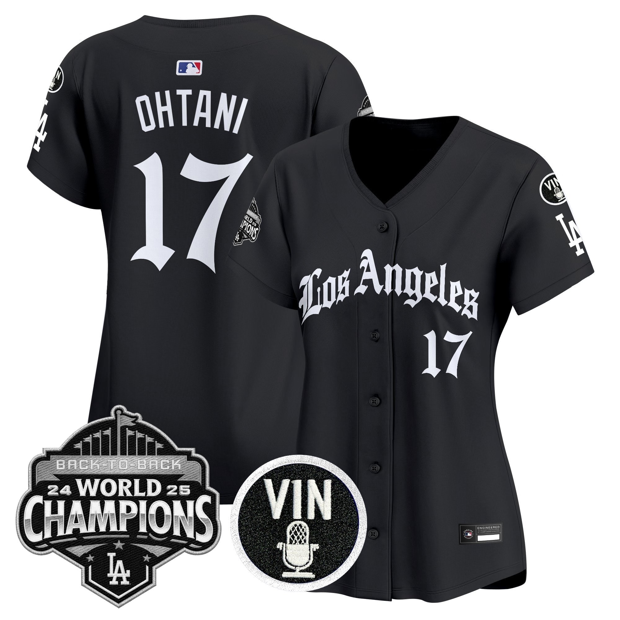Women's Dodgers 2025 Back-To-Back Champions Vapor Premier Limited Jersey - LA Gothic Edition - All Stitched