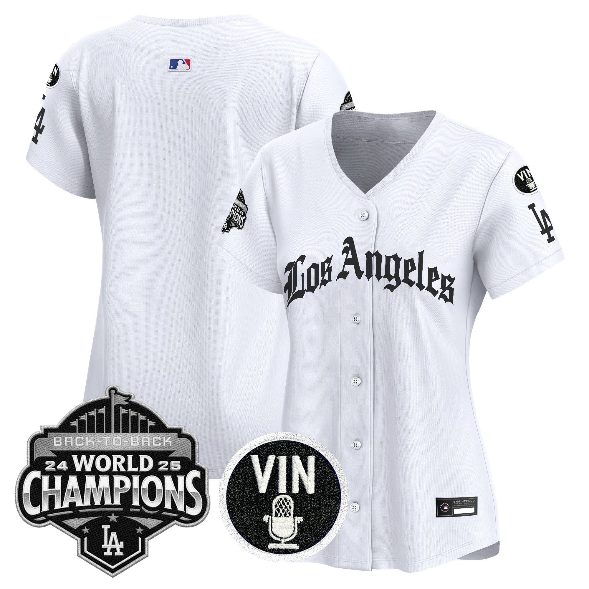 Women's Dodgers 2025 Back-To-Back Champions Vapor Premier Limited Jersey - LA Gothic Edition - All Stitched