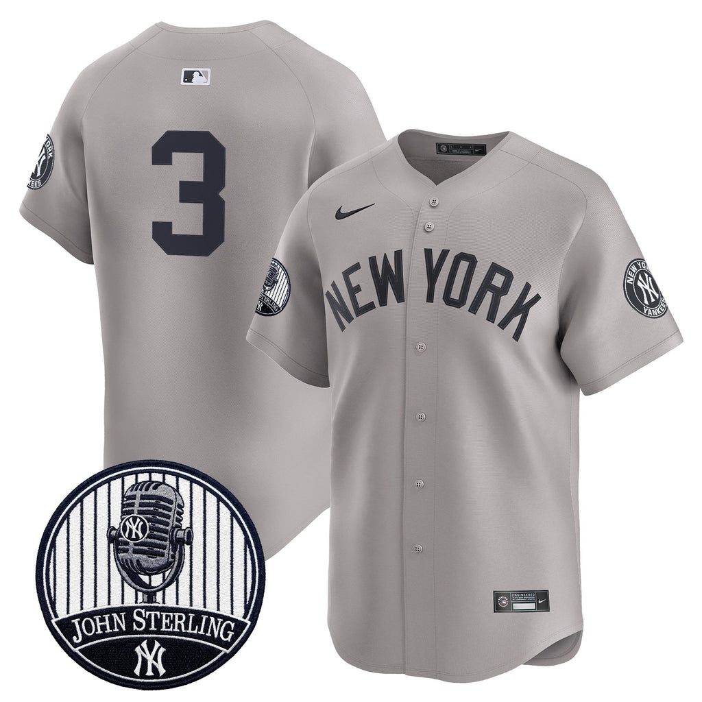 Men's Yankees John Sterling "The Voice of the Yankees" Tribute Patch Vapor Premier Limited Jersey V3 - All Stitched