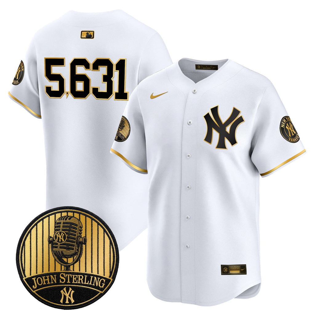 Men's Yankees John Sterling "The Voice of the Yankees" Tribute Patch Vapor Premier Limited Jersey V3 - All Stitched