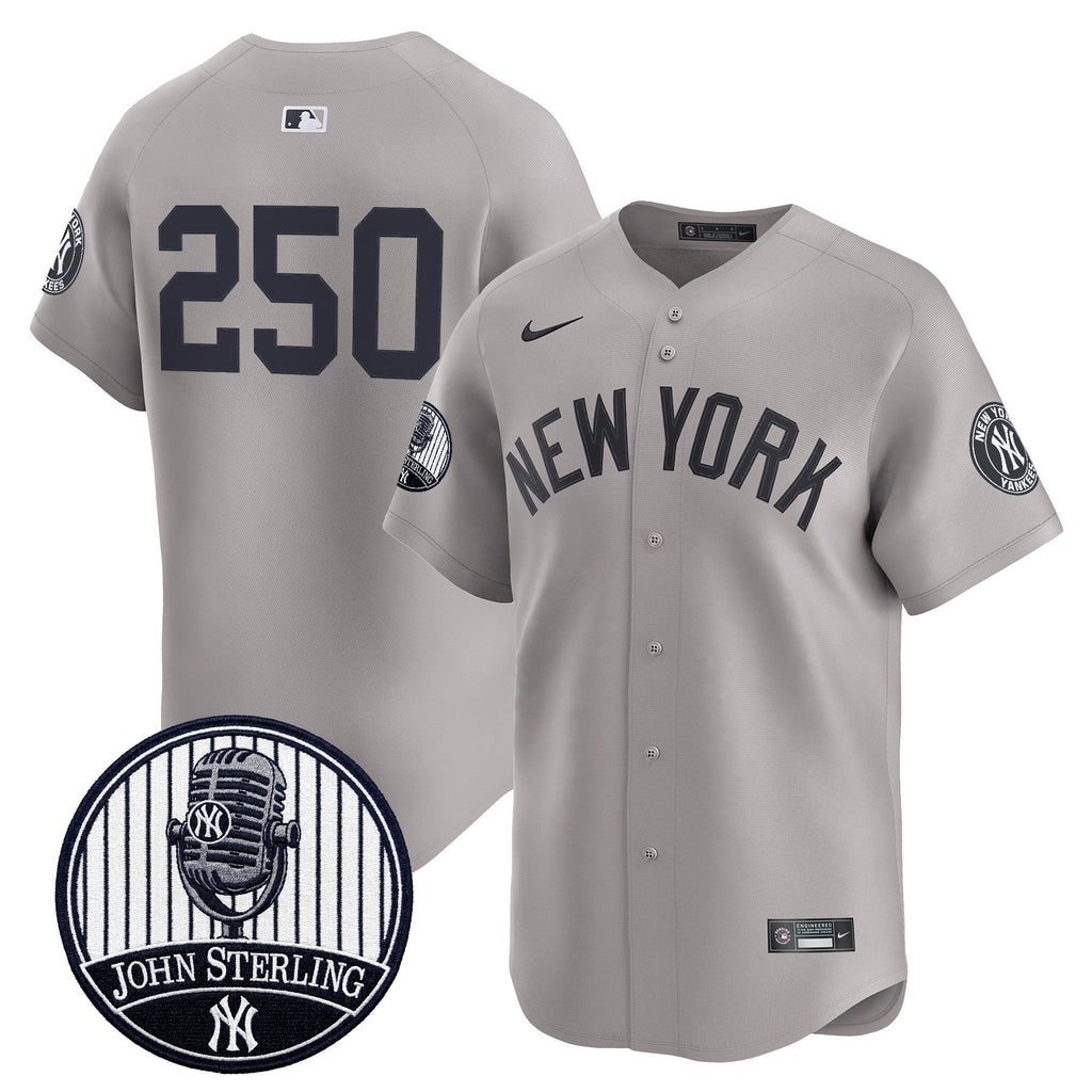 Men's Yankees John Sterling "The Voice of the Yankees" Tribute Patch Vapor Premier Limited Jersey V3 - All Stitched
