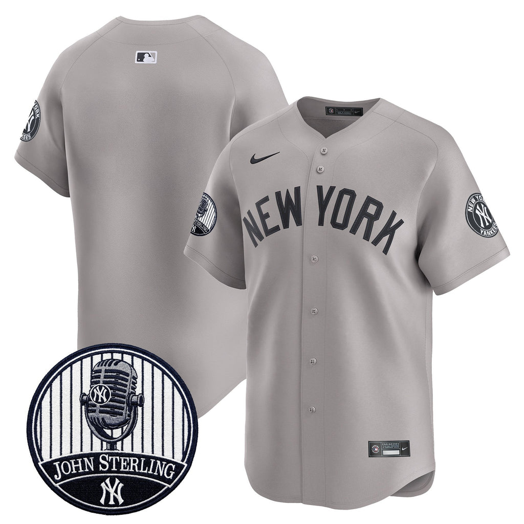 Men's Yankees John Sterling "The Voice of the Yankees" Tribute Patch Vapor Premier Limited Jersey V3 - All Stitched