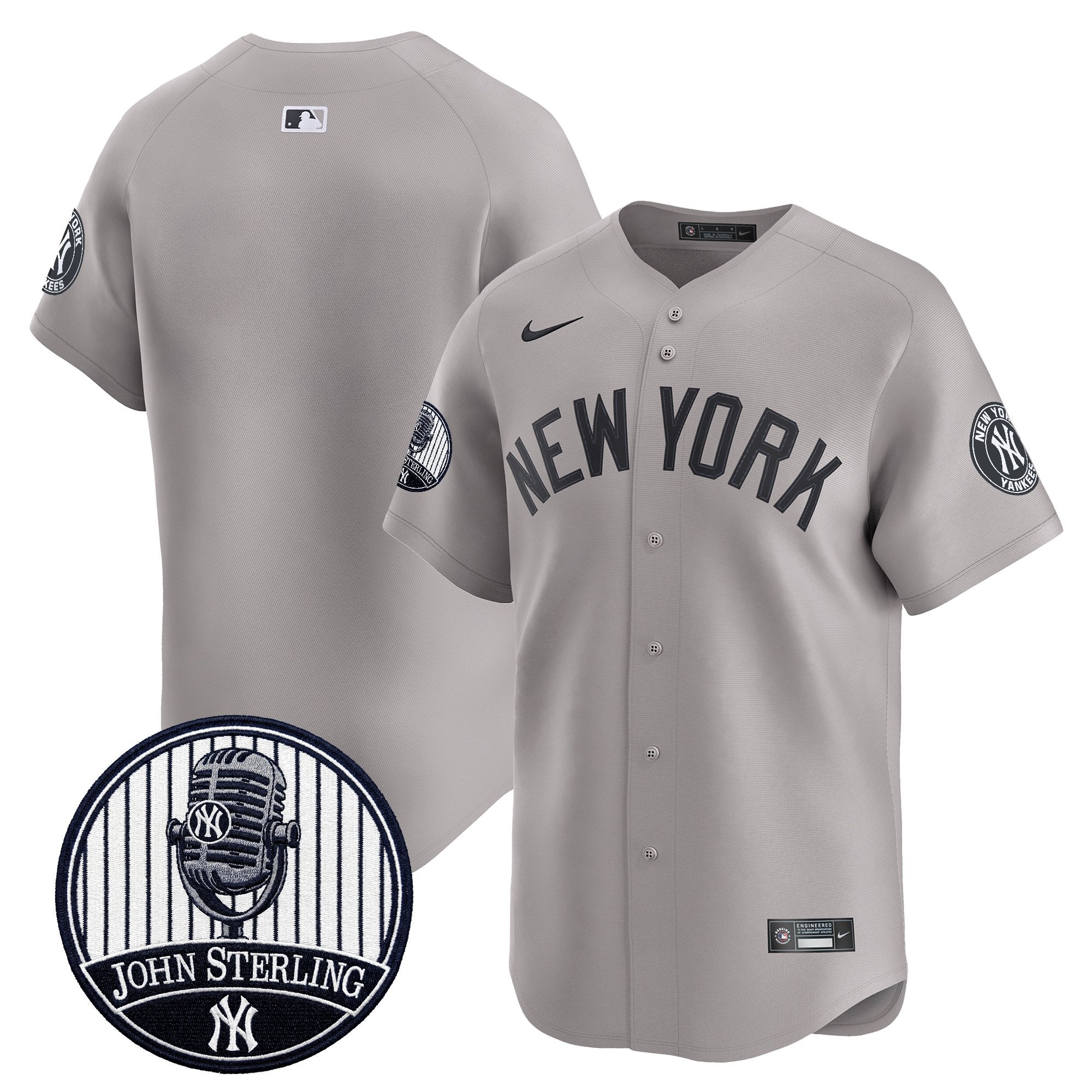 Men's Yankees John Sterling "The Voice of the Yankees" Tribute Patch Vapor Premier Limited Jersey V3 - All Stitched