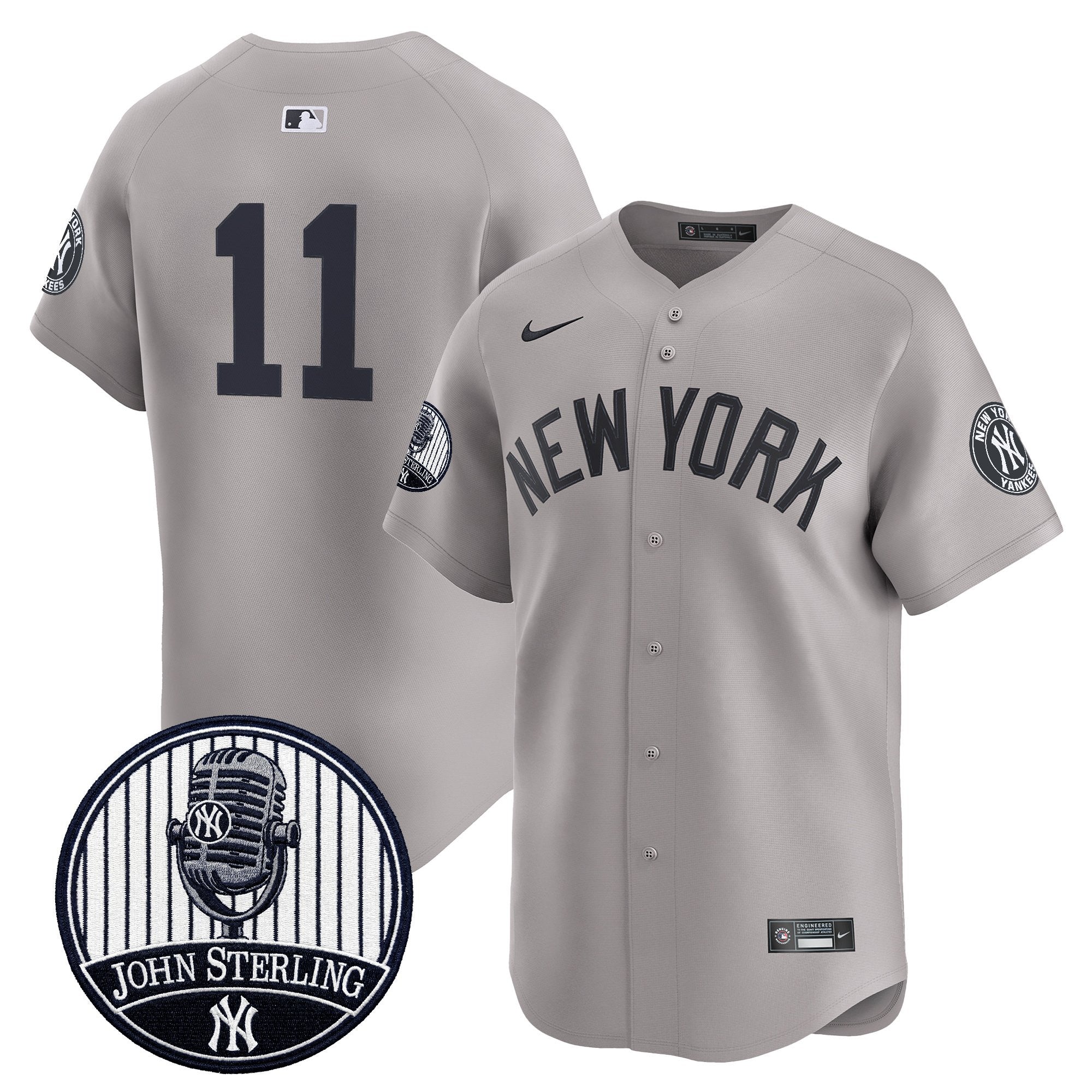 Men's Yankees John Sterling "The Voice of the Yankees" Tribute Patch Vapor Premier Limited Jersey V3 - All Stitched