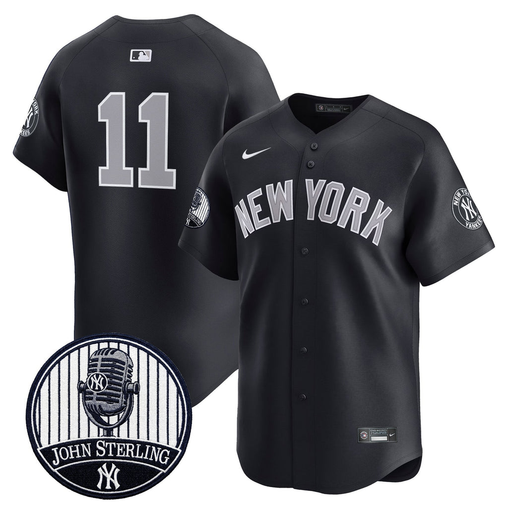 Men's Yankees John Sterling "The Voice of the Yankees" Tribute Patch Vapor Premier Limited Jersey V3 - All Stitched