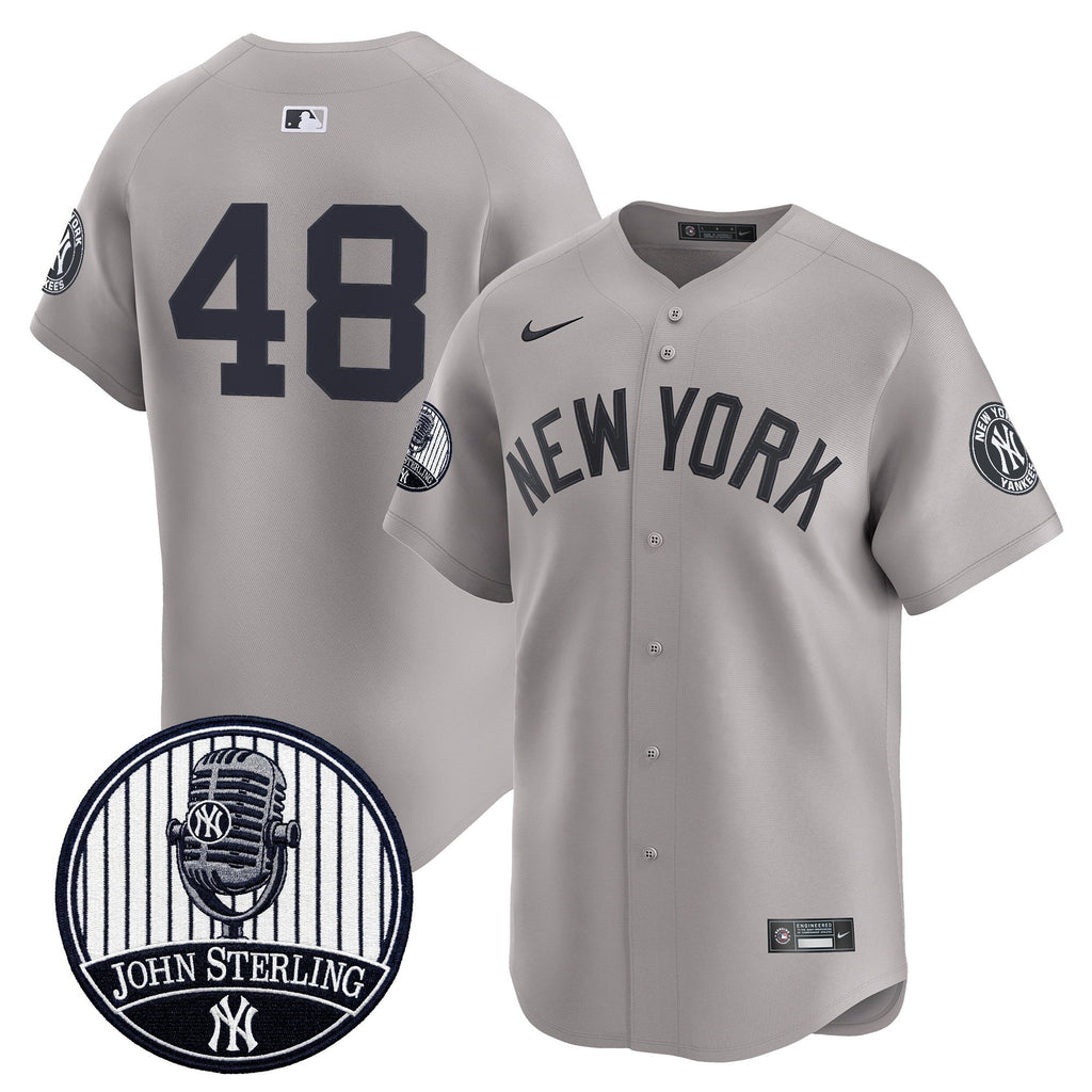 Men's Yankees John Sterling "The Voice of the Yankees" Tribute Patch Vapor Premier Limited Jersey V3 - All Stitched