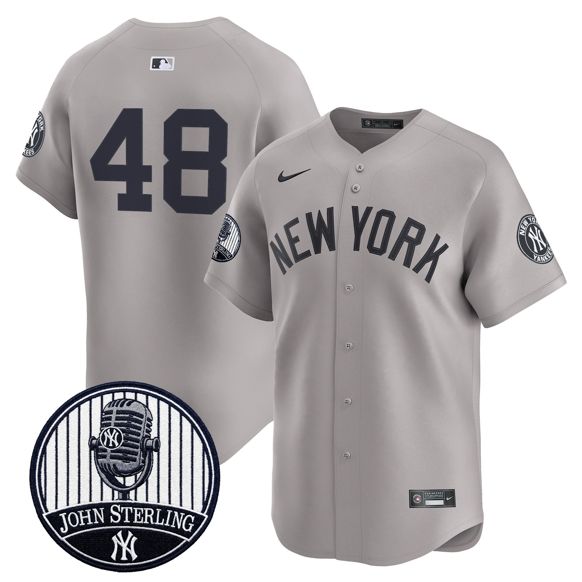 Men's Yankees John Sterling "The Voice of the Yankees" Tribute Patch Vapor Premier Limited Jersey V3 - All Stitched