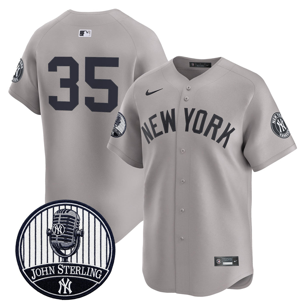 Men's Yankees John Sterling "The Voice of the Yankees" Tribute Patch Vapor Premier Limited Jersey V3 - All Stitched