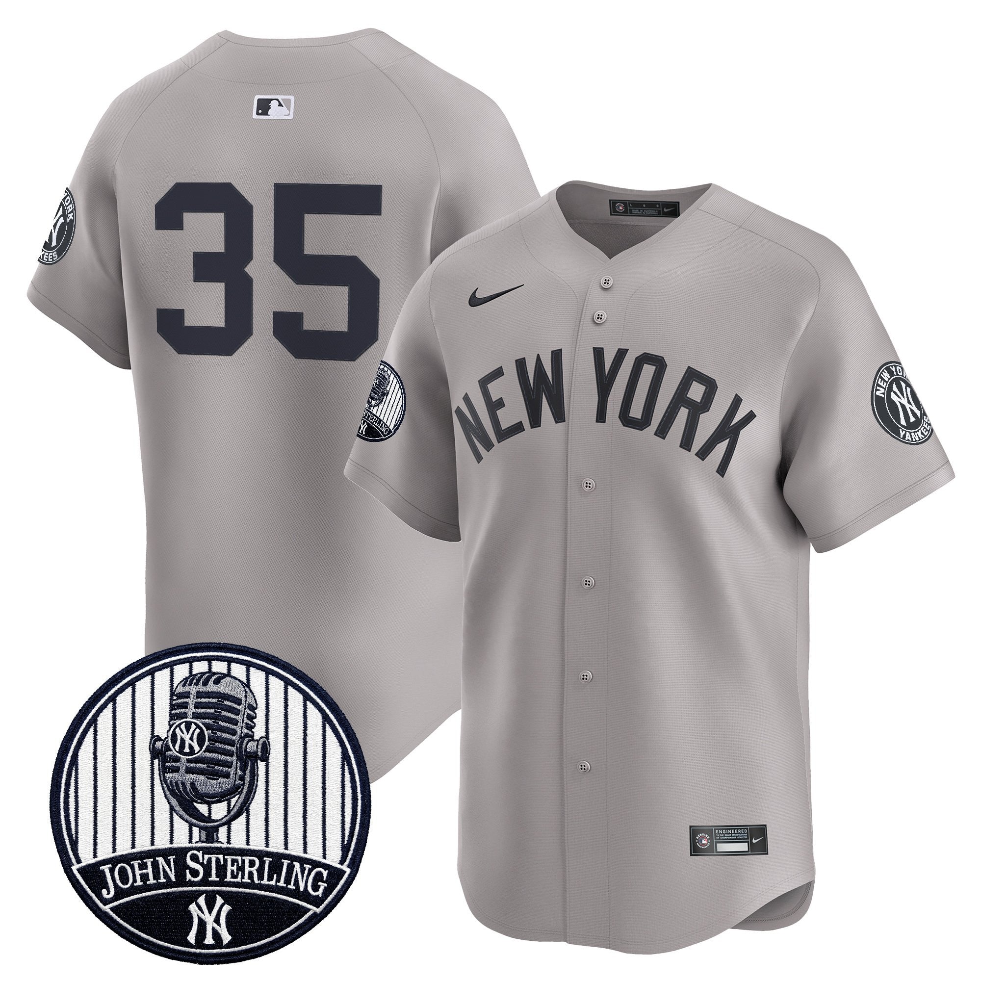 Men's Yankees John Sterling "The Voice of the Yankees" Tribute Patch Vapor Premier Limited Jersey V3 - All Stitched