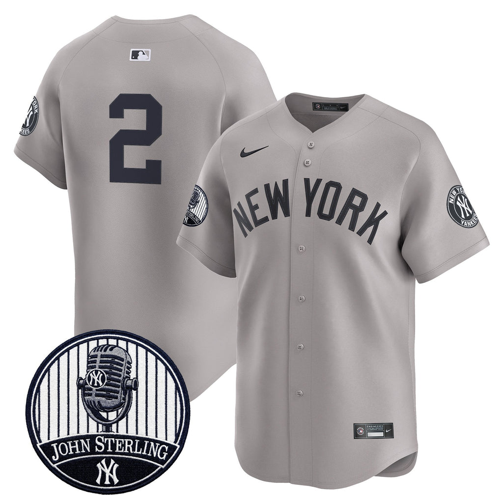 Men's Yankees John Sterling "The Voice of the Yankees" Tribute Patch Vapor Premier Limited Jersey V3 - All Stitched