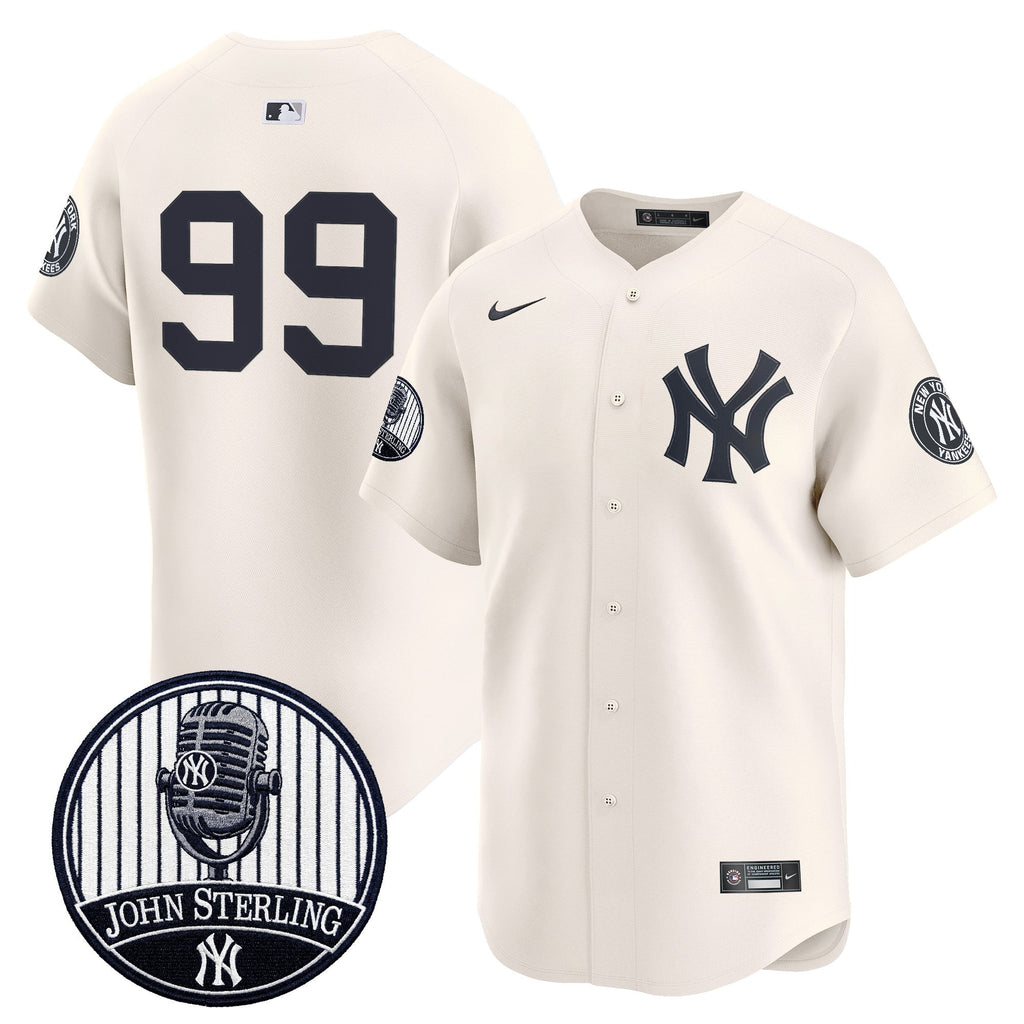 Men's Yankees John Sterling "The Voice of the Yankees" Tribute Patch Vapor Premier Limited Jersey V3 - All Stitched