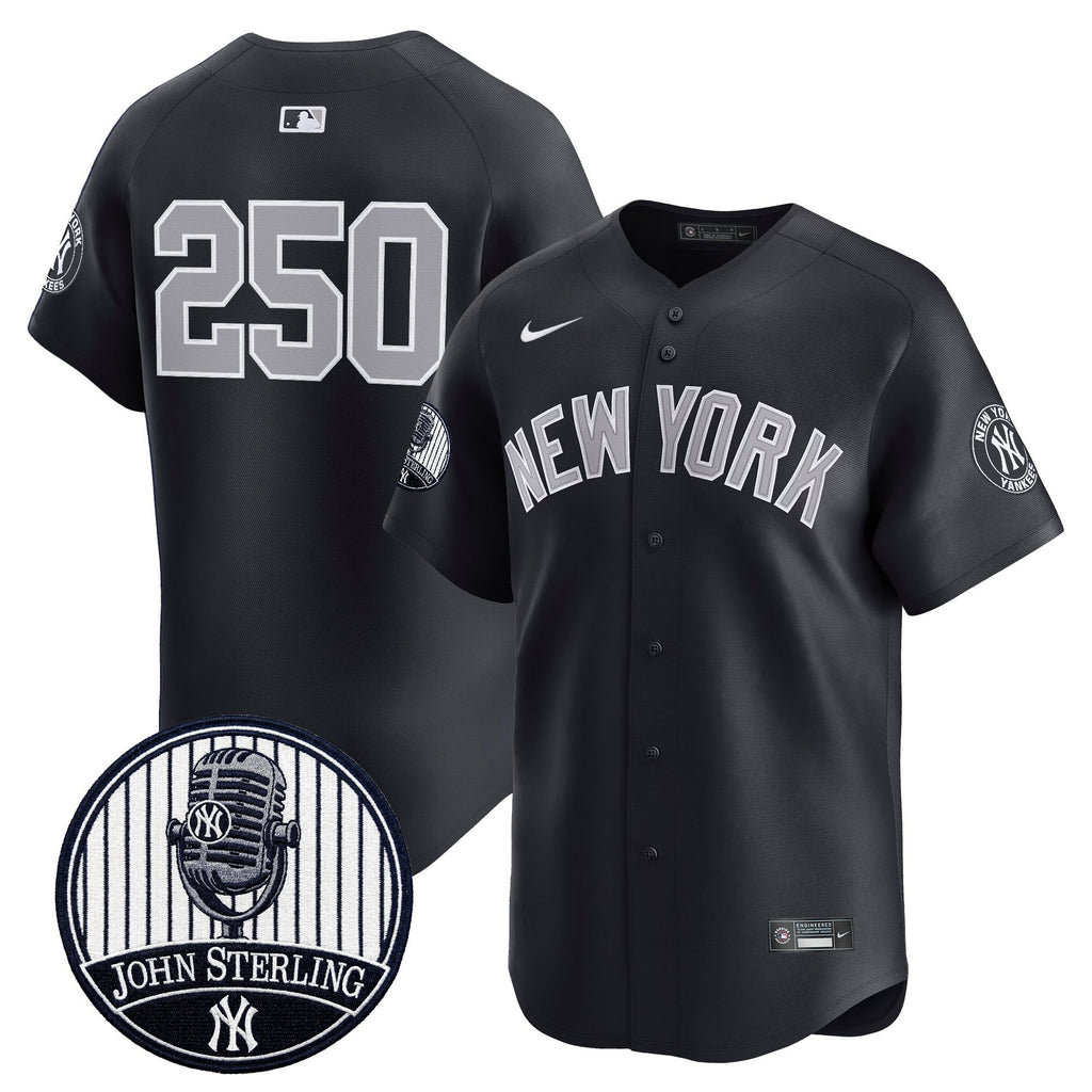 Men's Yankees John Sterling "The Voice of the Yankees" Tribute Patch Vapor Premier Limited Jersey V3 - All Stitched