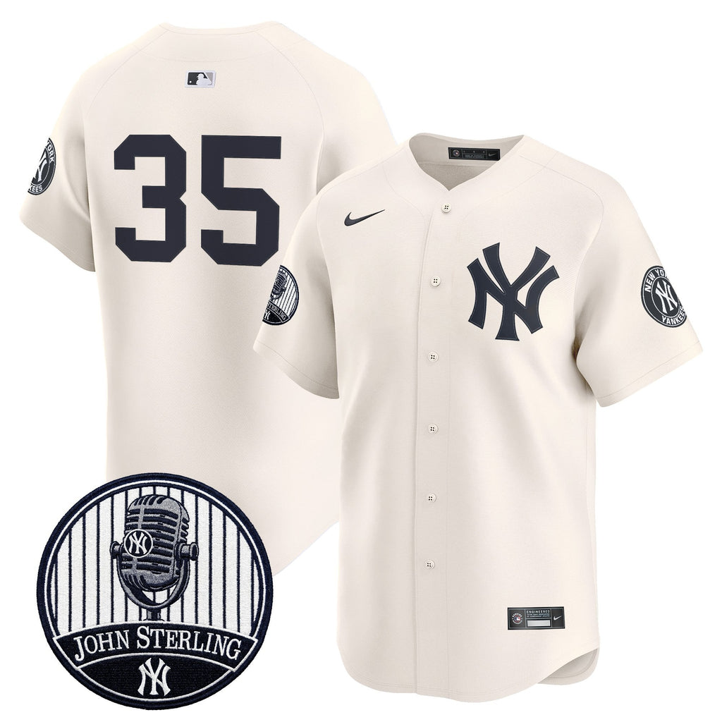 Men's Yankees John Sterling "The Voice of the Yankees" Tribute Patch Vapor Premier Limited Jersey V3 - All Stitched