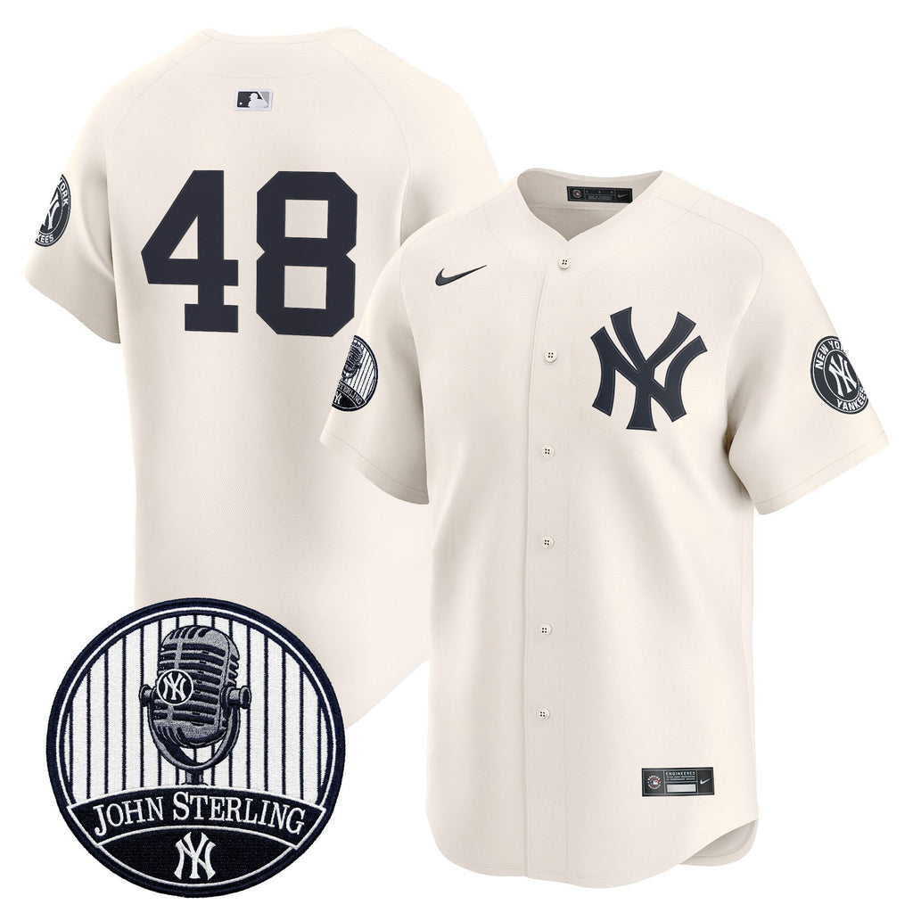 Men's Yankees John Sterling "The Voice of the Yankees" Tribute Patch Vapor Premier Limited Jersey V3 - All Stitched