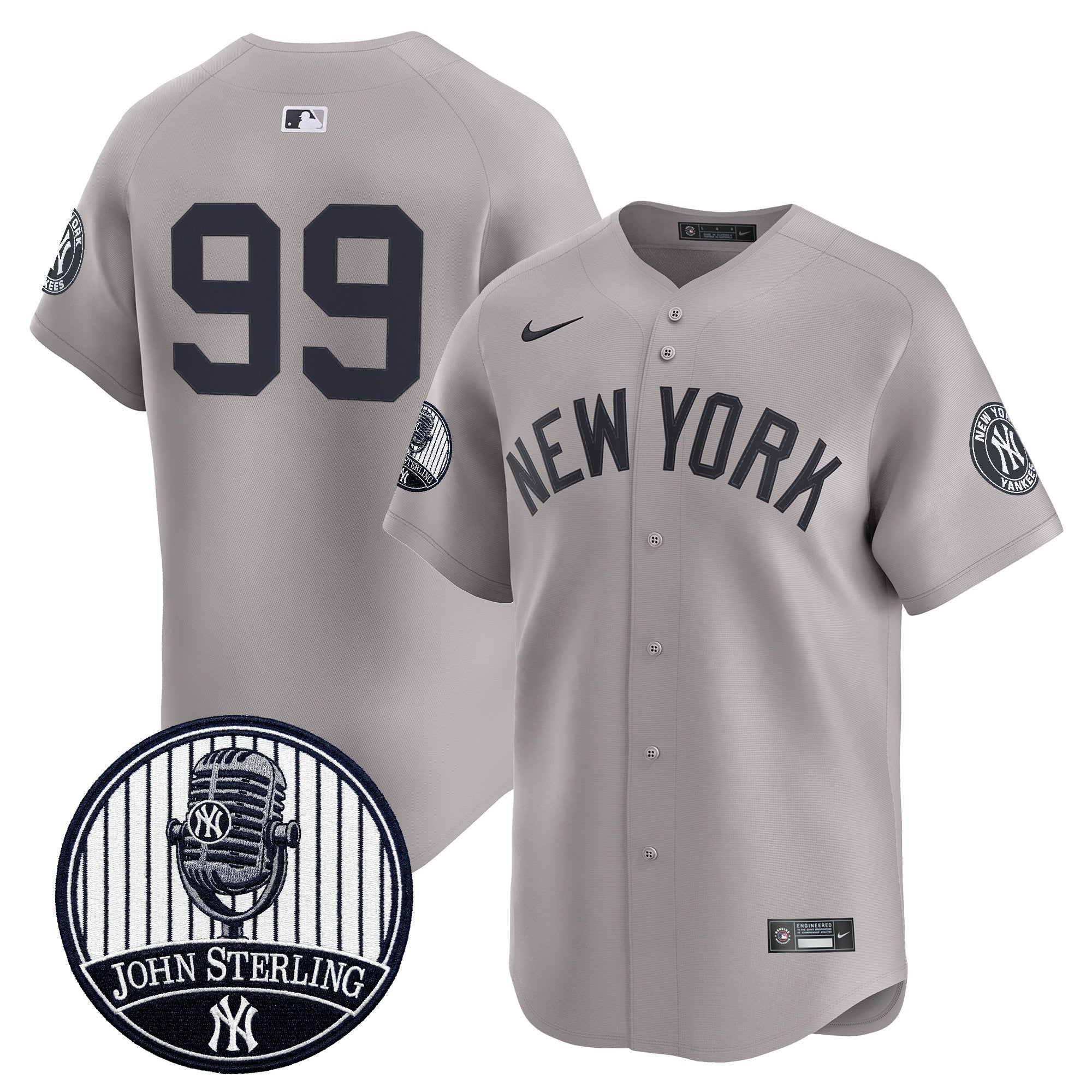 Men's Yankees John Sterling "The Voice of the Yankees" Tribute Patch Vapor Premier Limited Jersey V3 - All Stitched