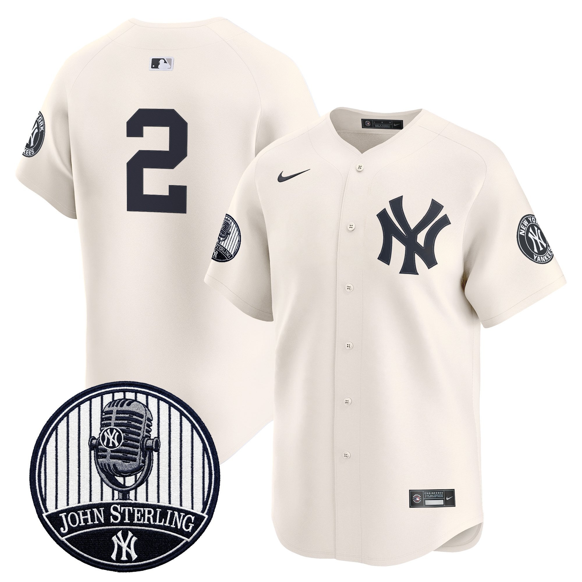 Men's Yankees John Sterling "The Voice of the Yankees" Tribute Patch Vapor Premier Limited Jersey V3 - All Stitched