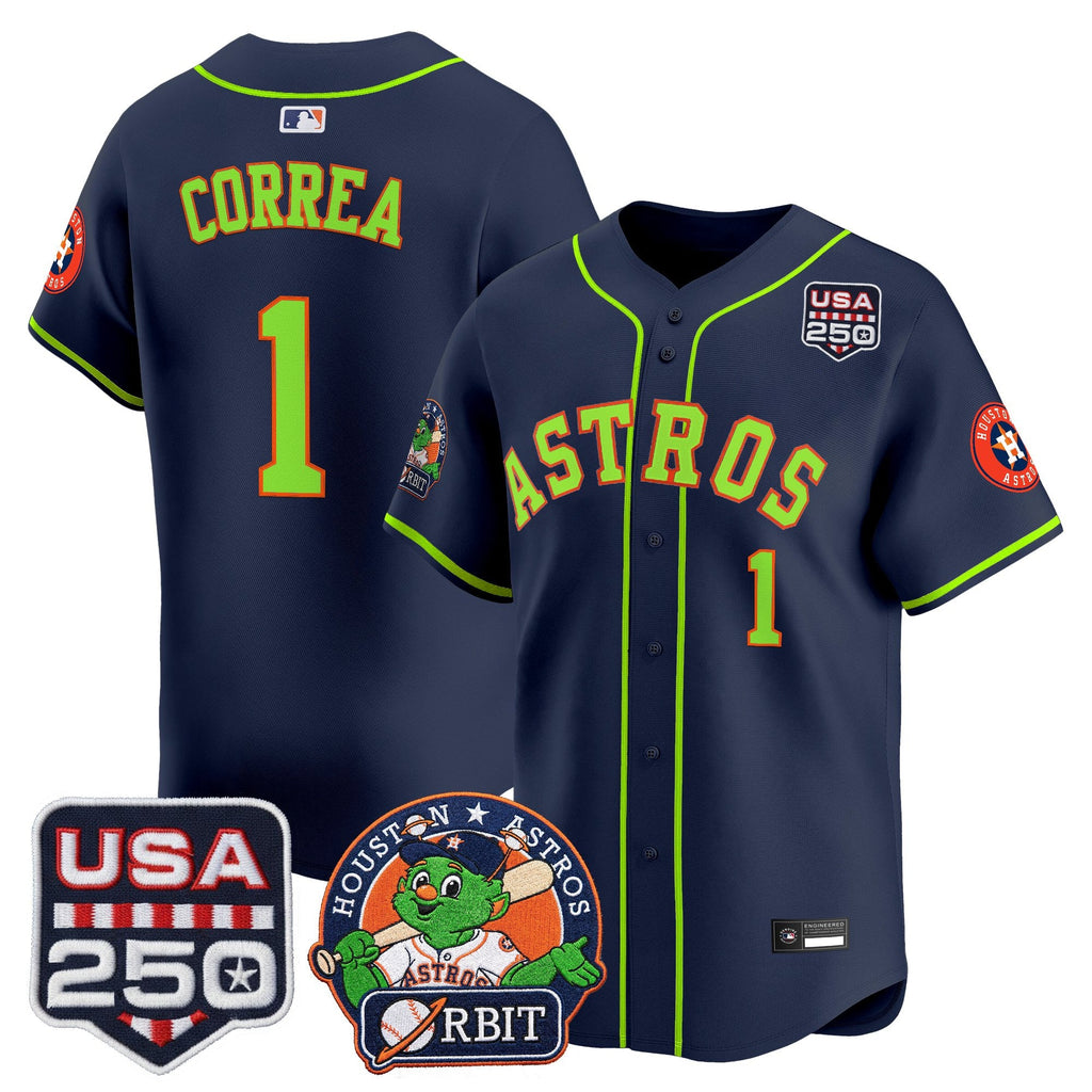 Men's Astros Orbit & 250 America Patch Vapor Premier Limited Jersey - All Stitched