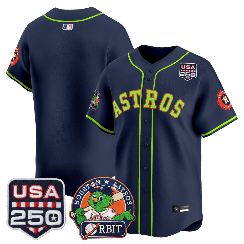 Men's Astros Orbit & 250 America Patch Vapor Premier Limited Jersey - All Stitched