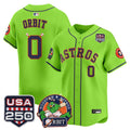 Men's Astros Orbit & 250 America Patch Vapor Premier Limited Jersey - All Stitched