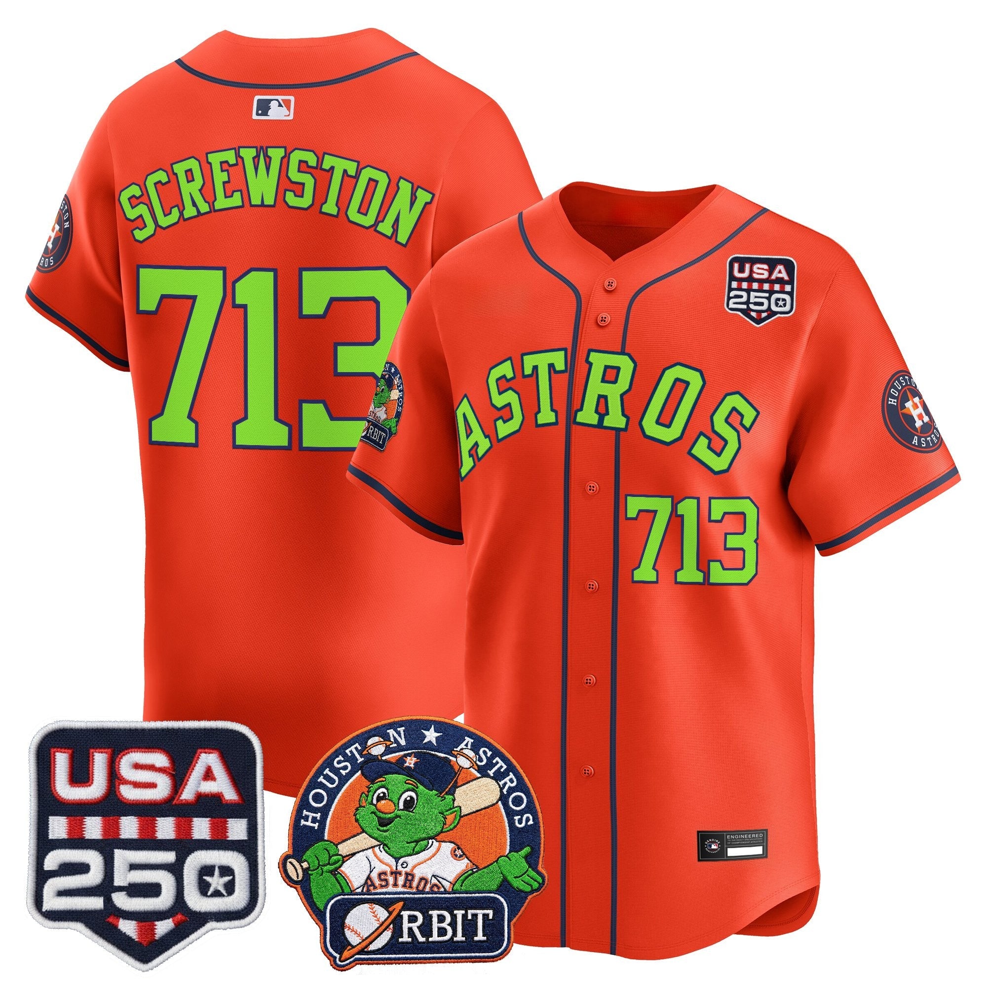 Men's Astros Orbit & 250 America Patch Vapor Premier Limited Jersey - All Stitched