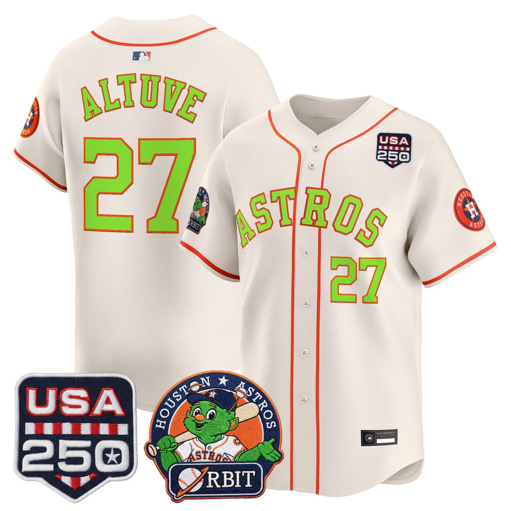 Men's Astros Orbit & 250 America Patch Vapor Premier Limited Jersey - All Stitched