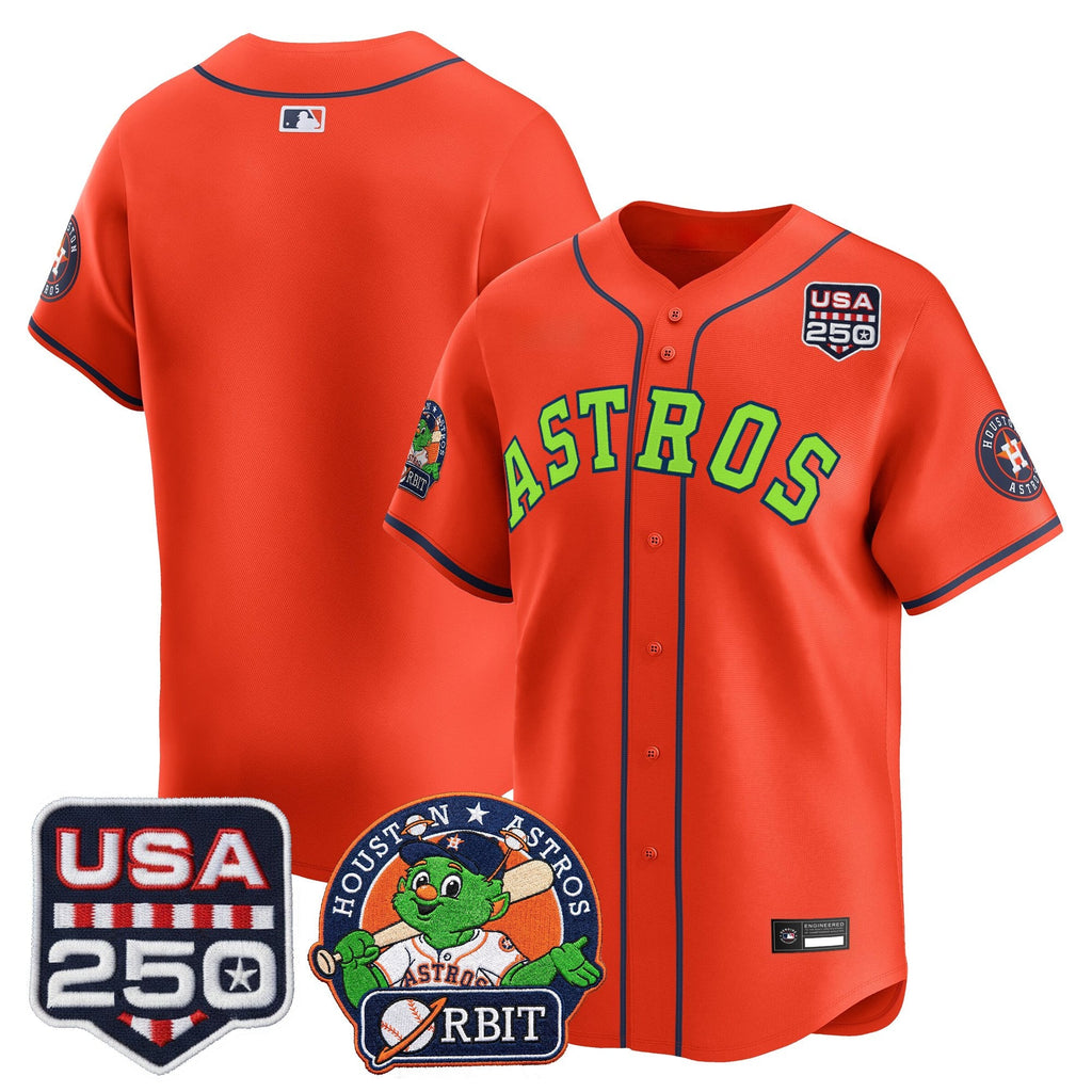 Men's Astros Orbit & 250 America Patch Vapor Premier Limited Jersey - All Stitched