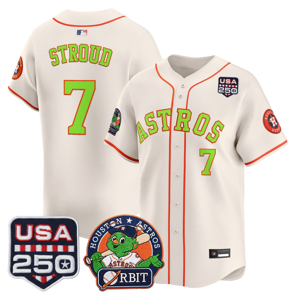 Men's Astros Orbit & 250 America Patch Vapor Premier Limited Jersey - All Stitched