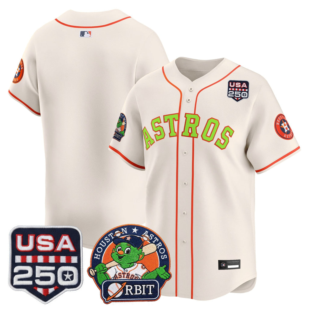 Men's Astros Orbit & 250 America Patch Vapor Premier Limited Jersey - All Stitched