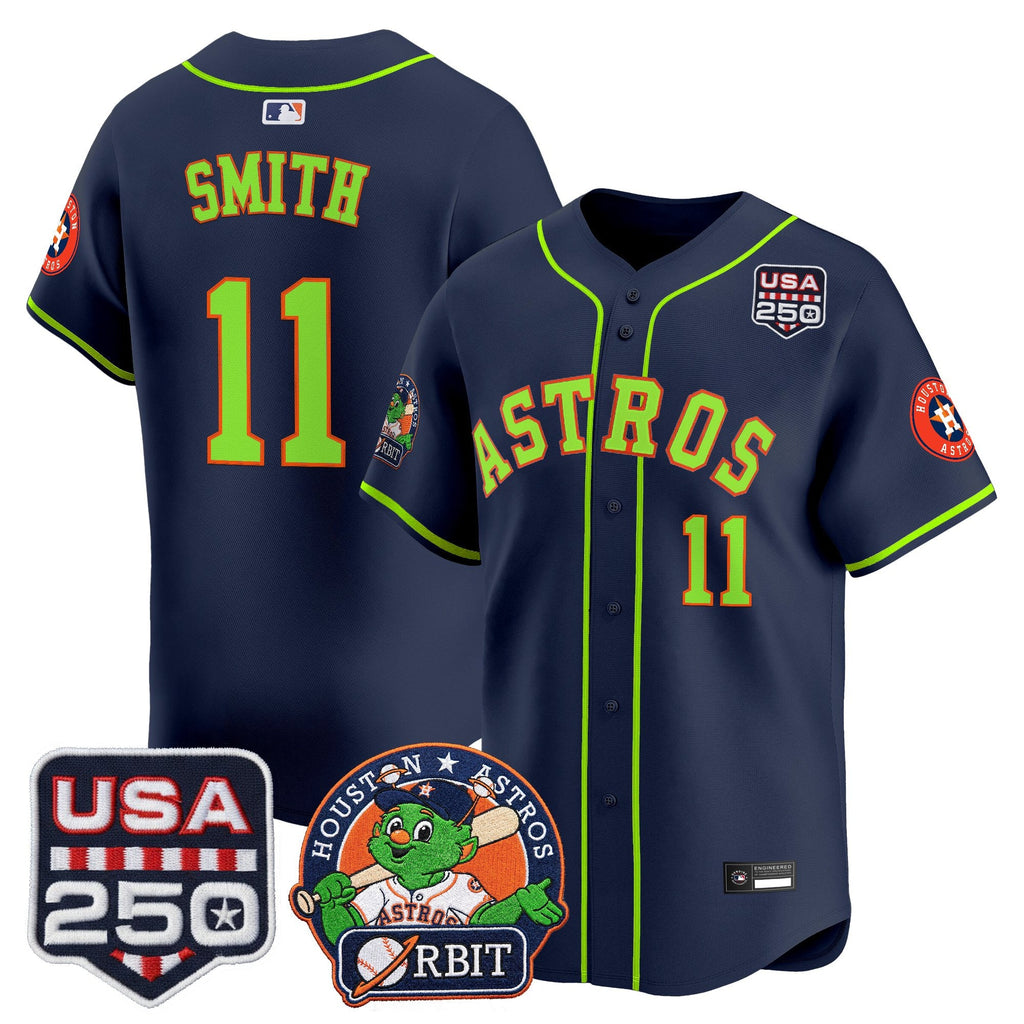 Men's Astros Orbit & 250 America Patch Vapor Premier Limited Jersey - All Stitched