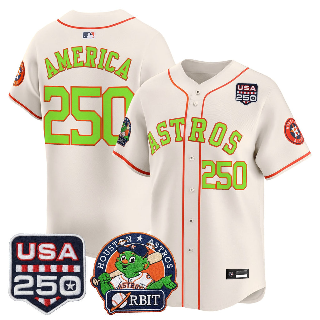 Men's Astros Orbit & 250 America Patch Vapor Premier Limited Jersey - All Stitched