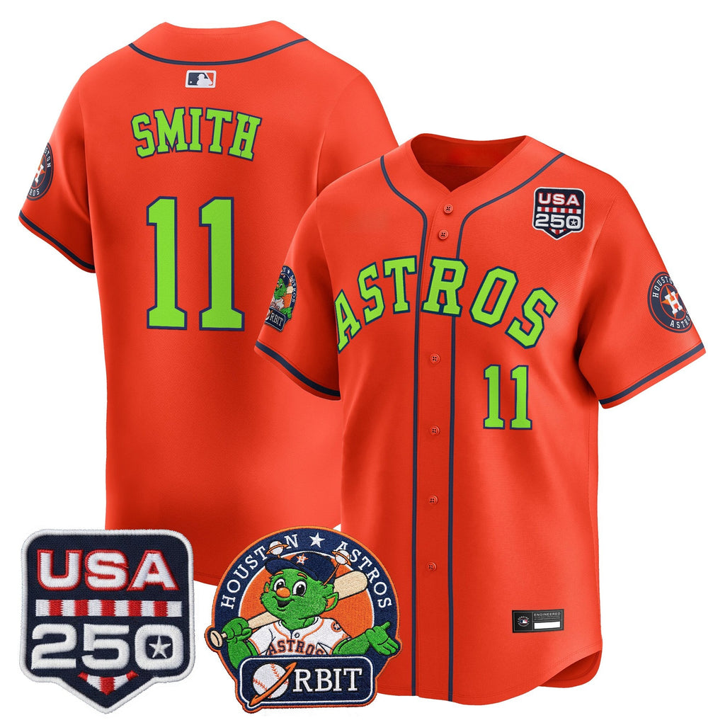 Men's Astros Orbit & 250 America Patch Vapor Premier Limited Jersey - All Stitched