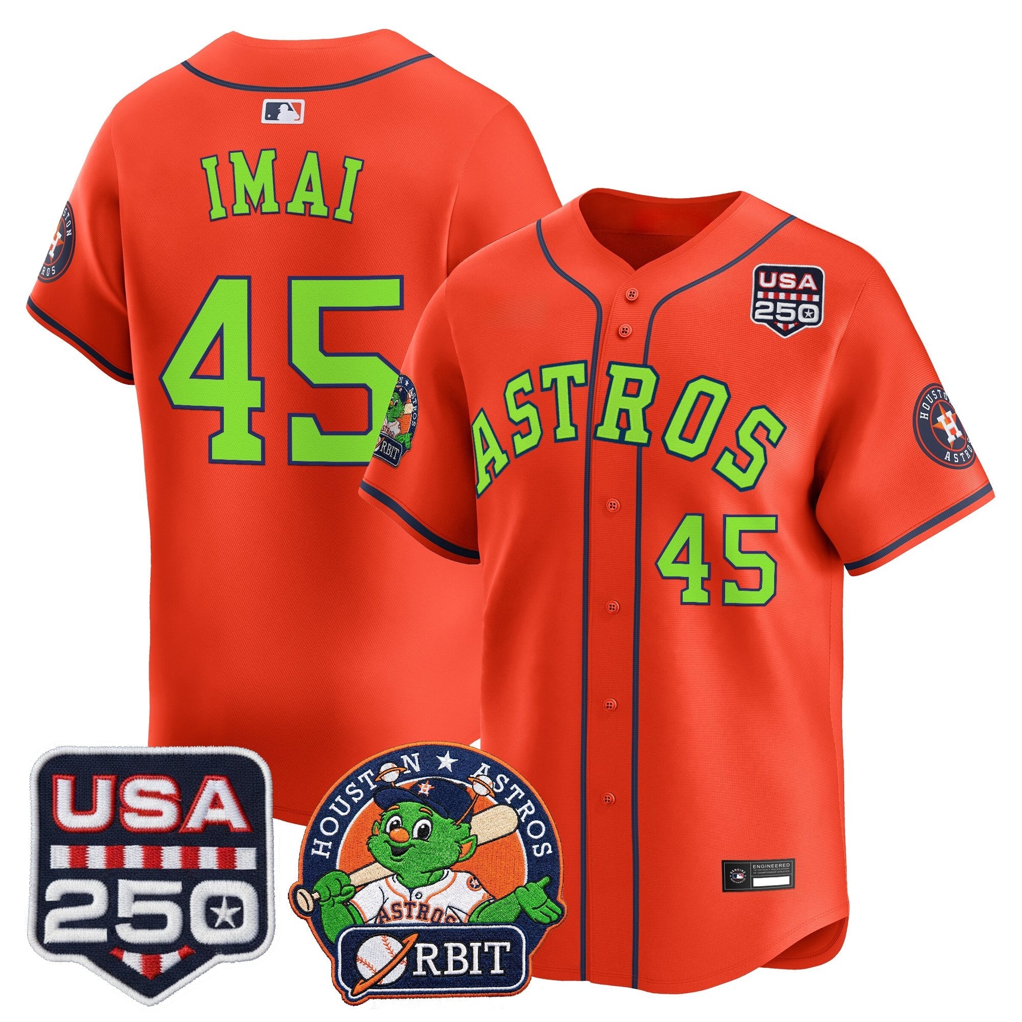 Men's Astros Orbit & 250 America Patch Vapor Premier Limited Jersey - All Stitched