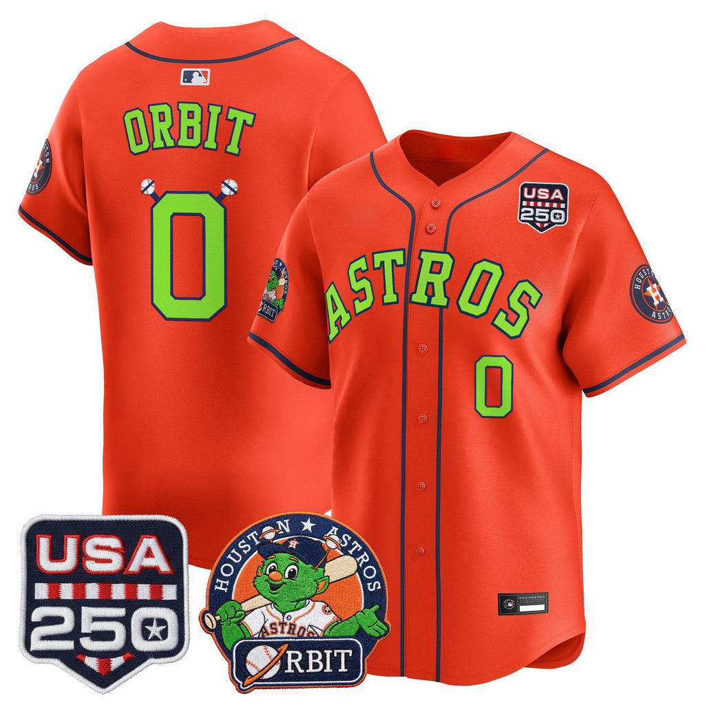 Men's Astros Orbit & 250 America Patch Vapor Premier Limited Jersey - All Stitched