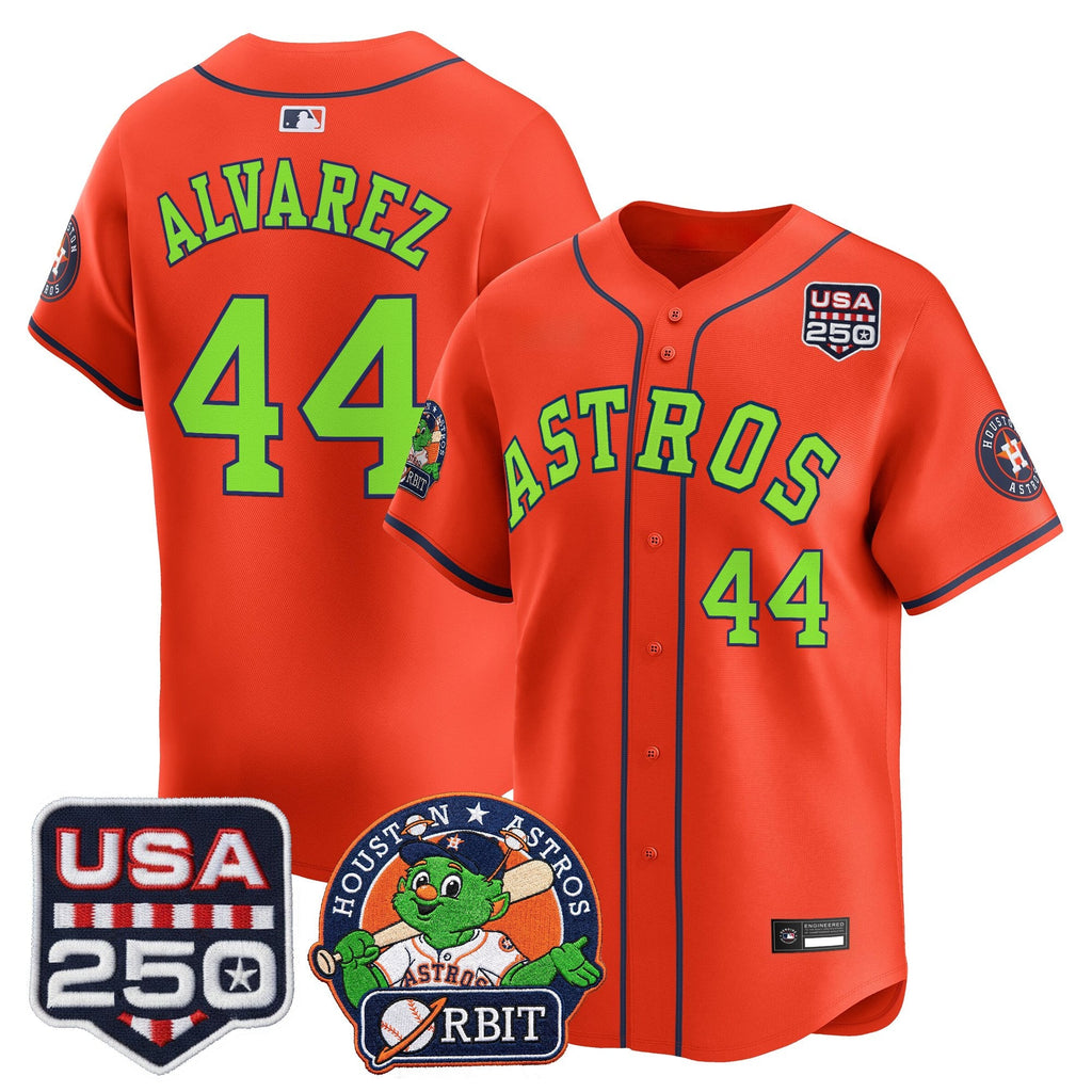 Men's Astros Orbit & 250 America Patch Vapor Premier Limited Jersey - All Stitched