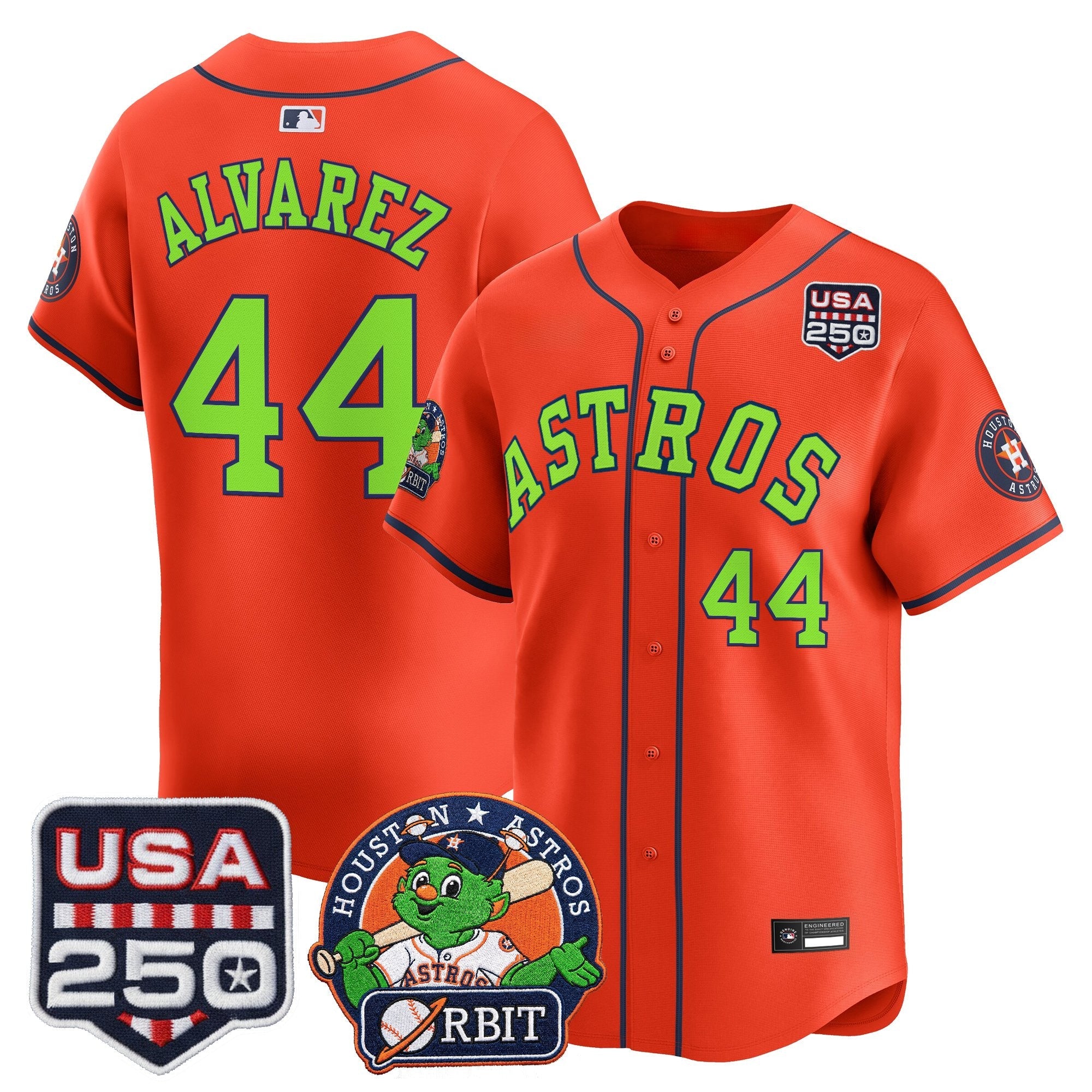 Men's Astros Orbit & 250 America Patch Vapor Premier Limited Jersey - All Stitched
