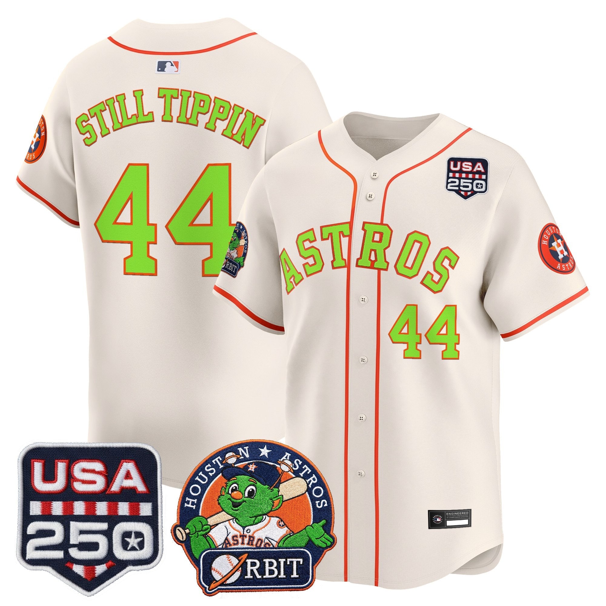 Men's Astros Orbit & 250 America Patch Vapor Premier Limited Jersey - All Stitched