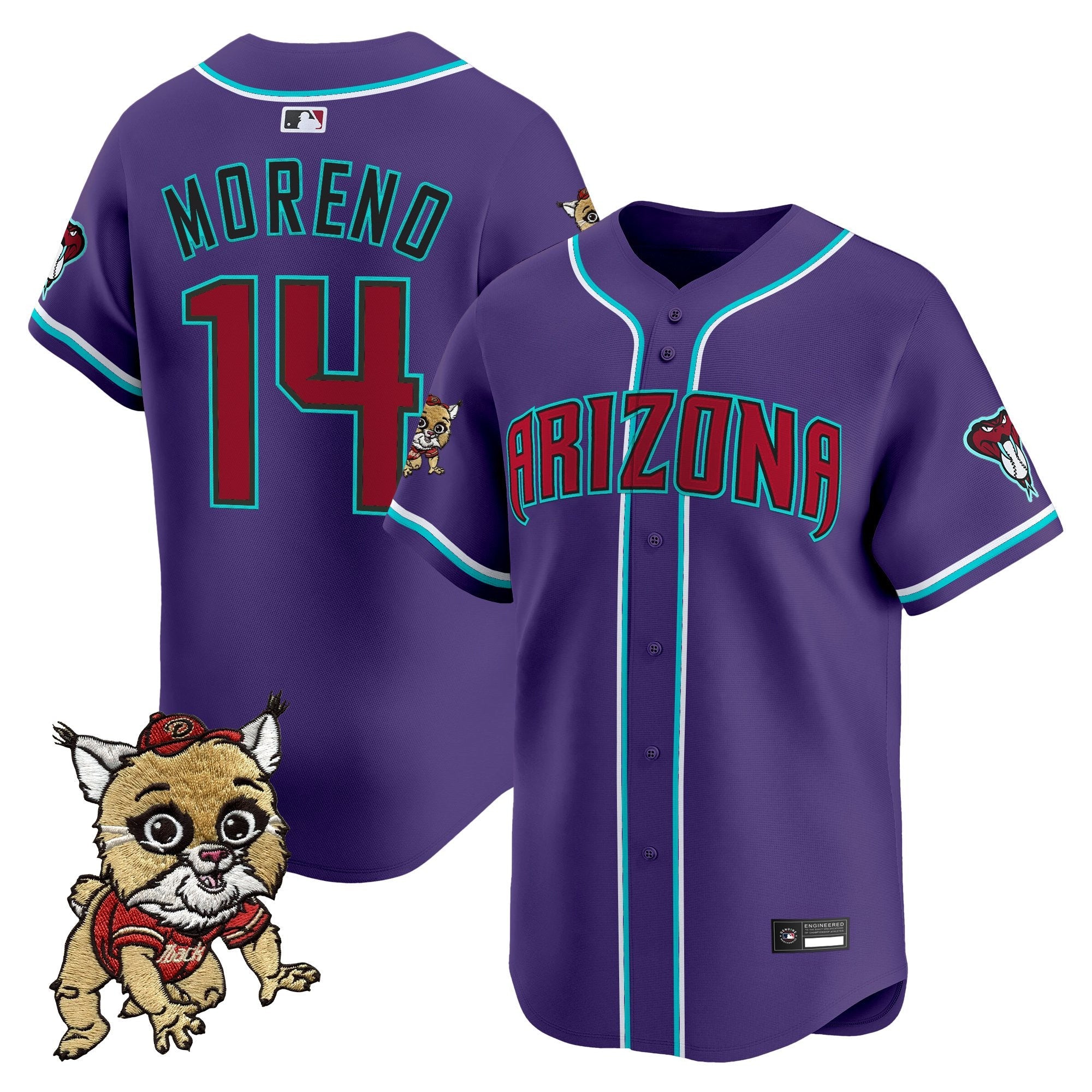 Men's Diamondbacks Baxter The Bobcat Patch Vapor Premier Limited Jersey - All Stitched