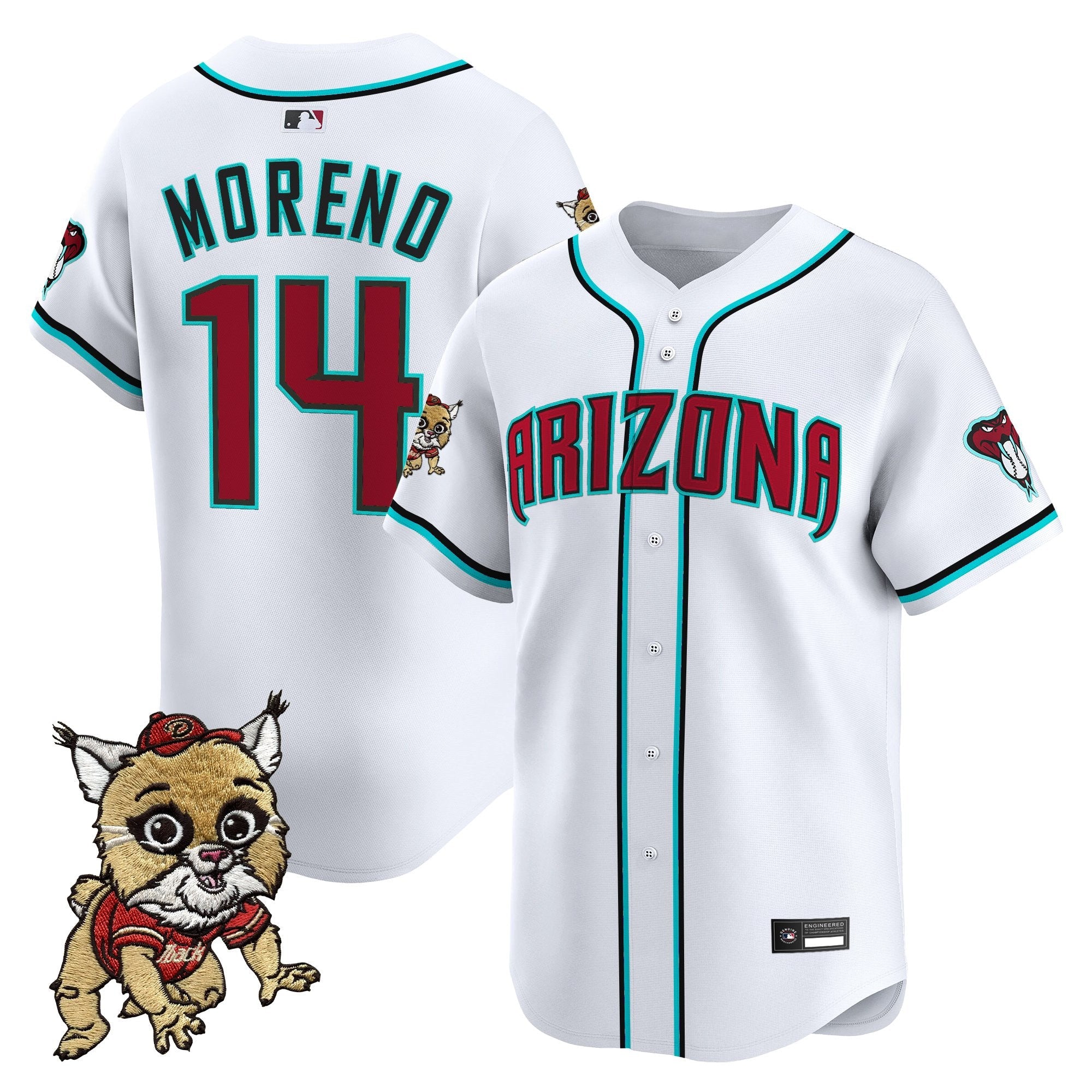 Men's Diamondbacks Baxter The Bobcat Patch Vapor Premier Limited Jersey - All Stitched