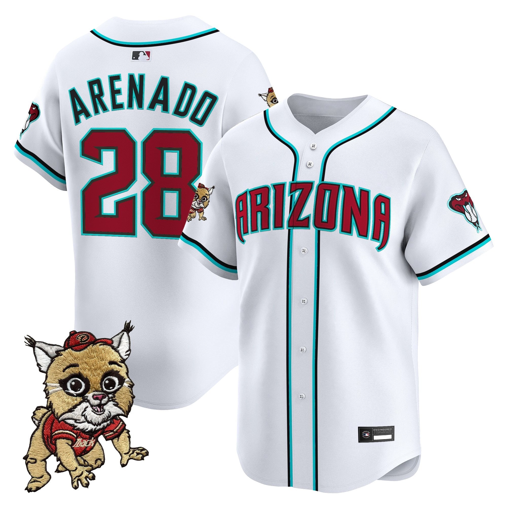 Men's Diamondbacks Baxter The Bobcat Patch Vapor Premier Limited Jersey - All Stitched