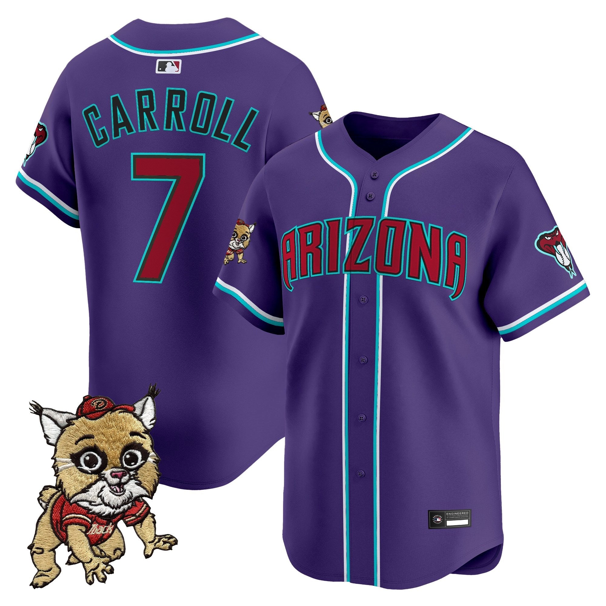 Men's Diamondbacks Baxter The Bobcat Patch Vapor Premier Limited Jersey - All Stitched