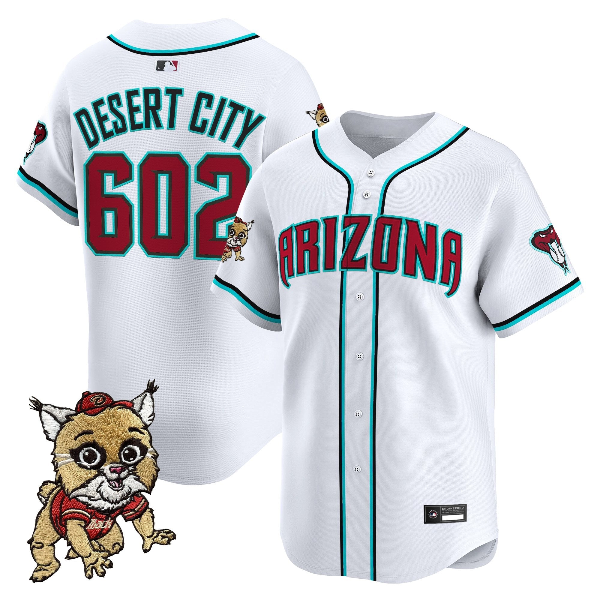 Men's Diamondbacks Baxter The Bobcat Patch Vapor Premier Limited Jersey - All Stitched