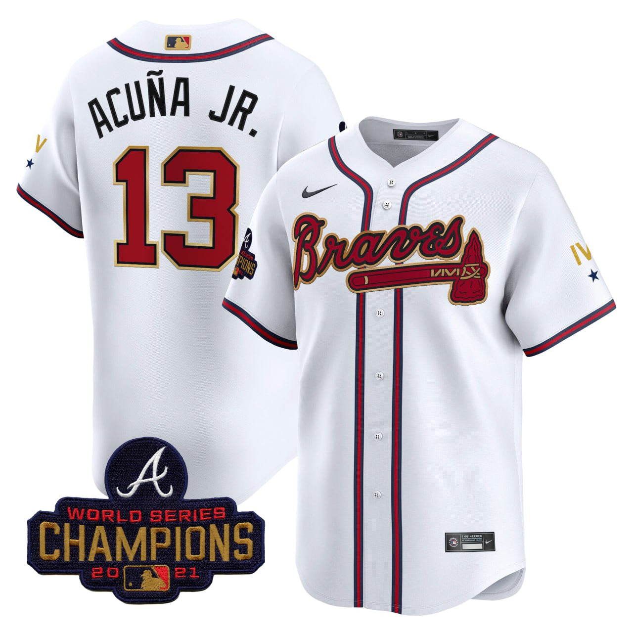 Atlanta Braves World Series Champions 2021 Patch Vapor Premier Limited Jersey - Stitched