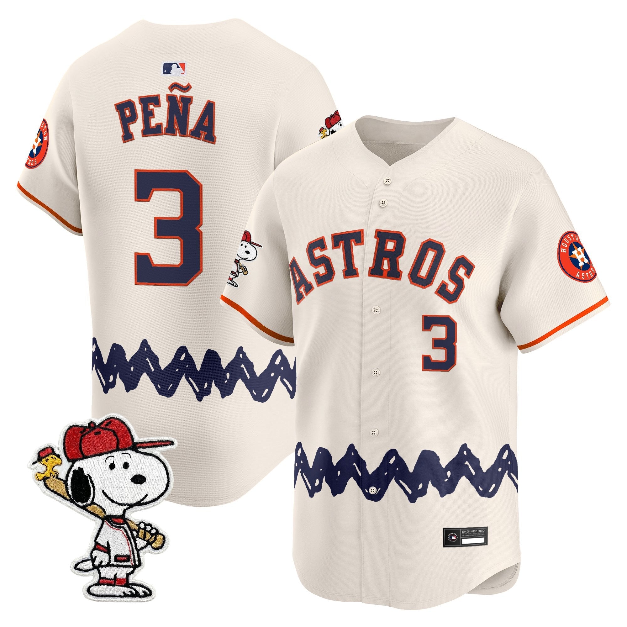 Men's Houston Astros x Peanuts Vapor Premier Limited Jersey - Stitched
