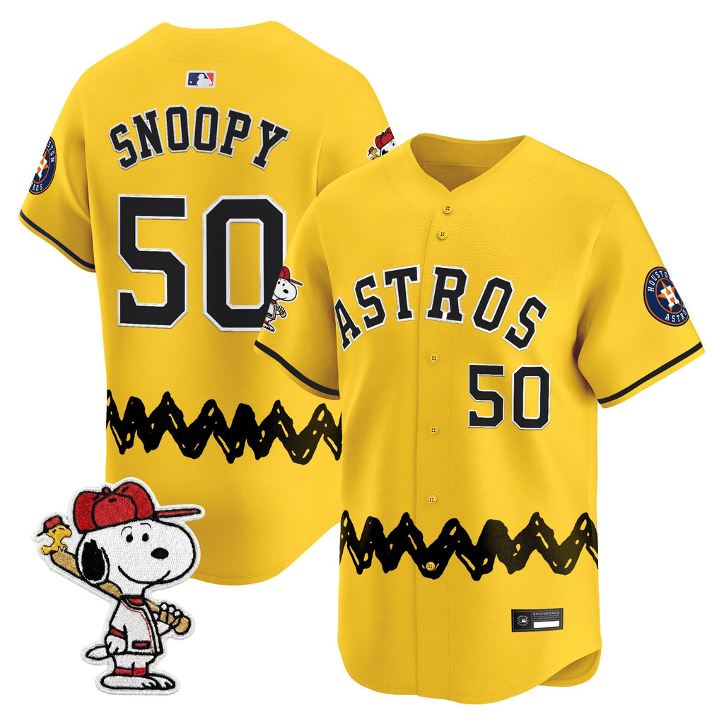 Men's Houston Astros x Peanuts Vapor Premier Limited Jersey - Stitched