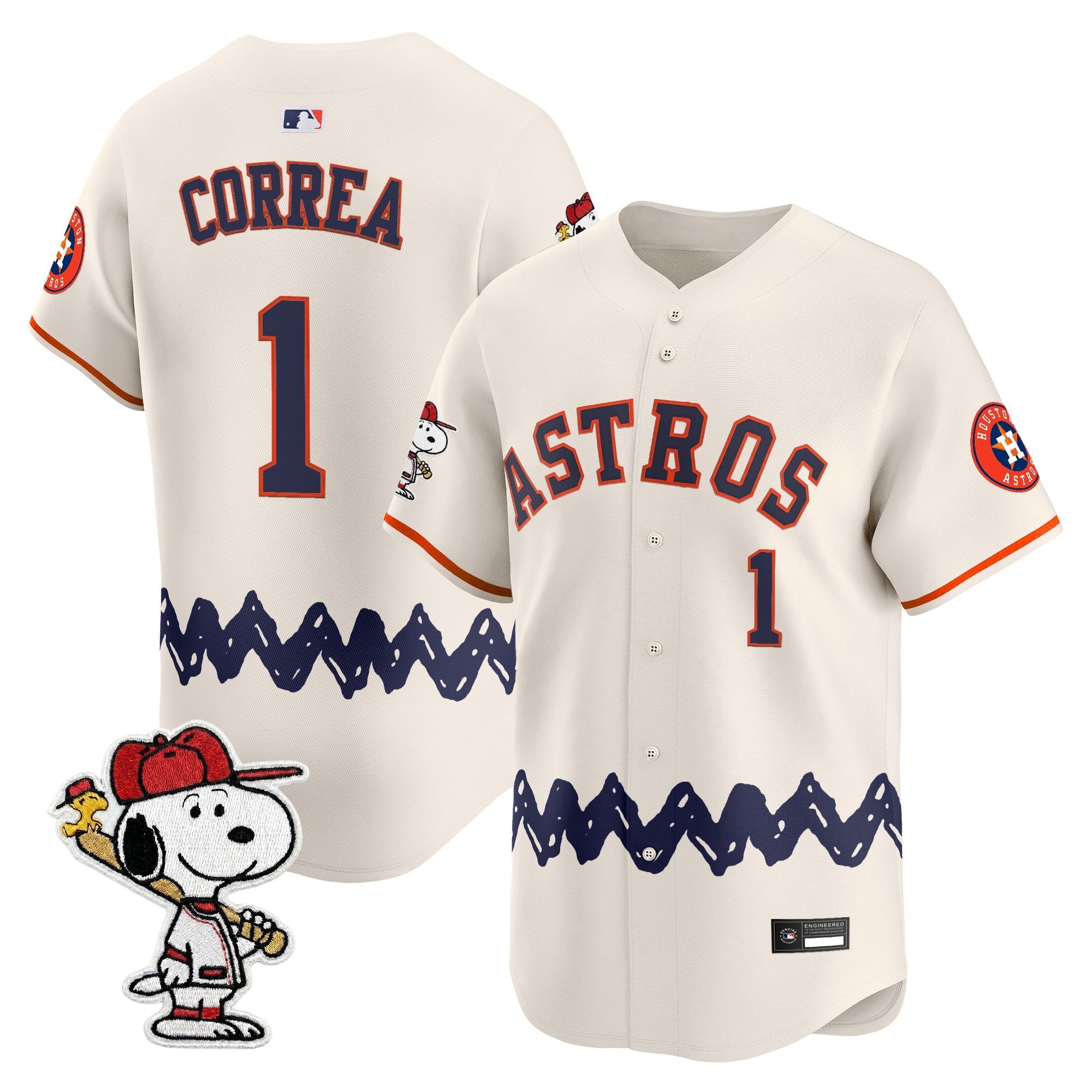 Men's Houston Astros x Peanuts Vapor Premier Limited Jersey - Stitched