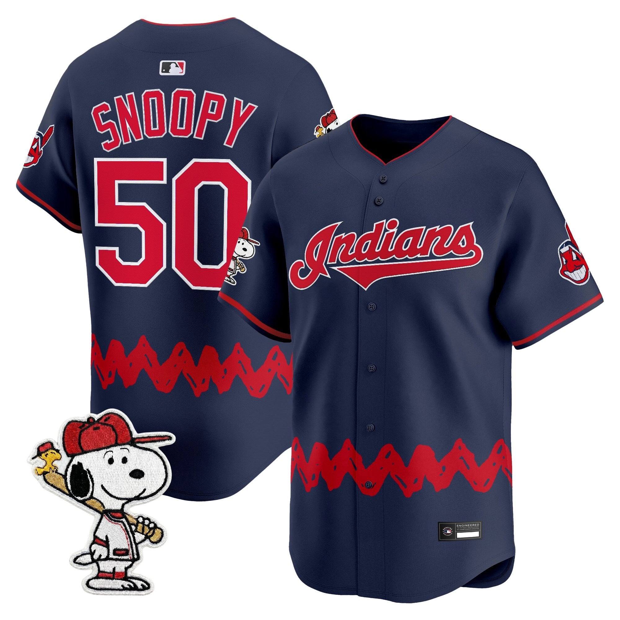 Men's Cleveland Indians x Peanuts Vapor Premier Limited Jersey - Stitched