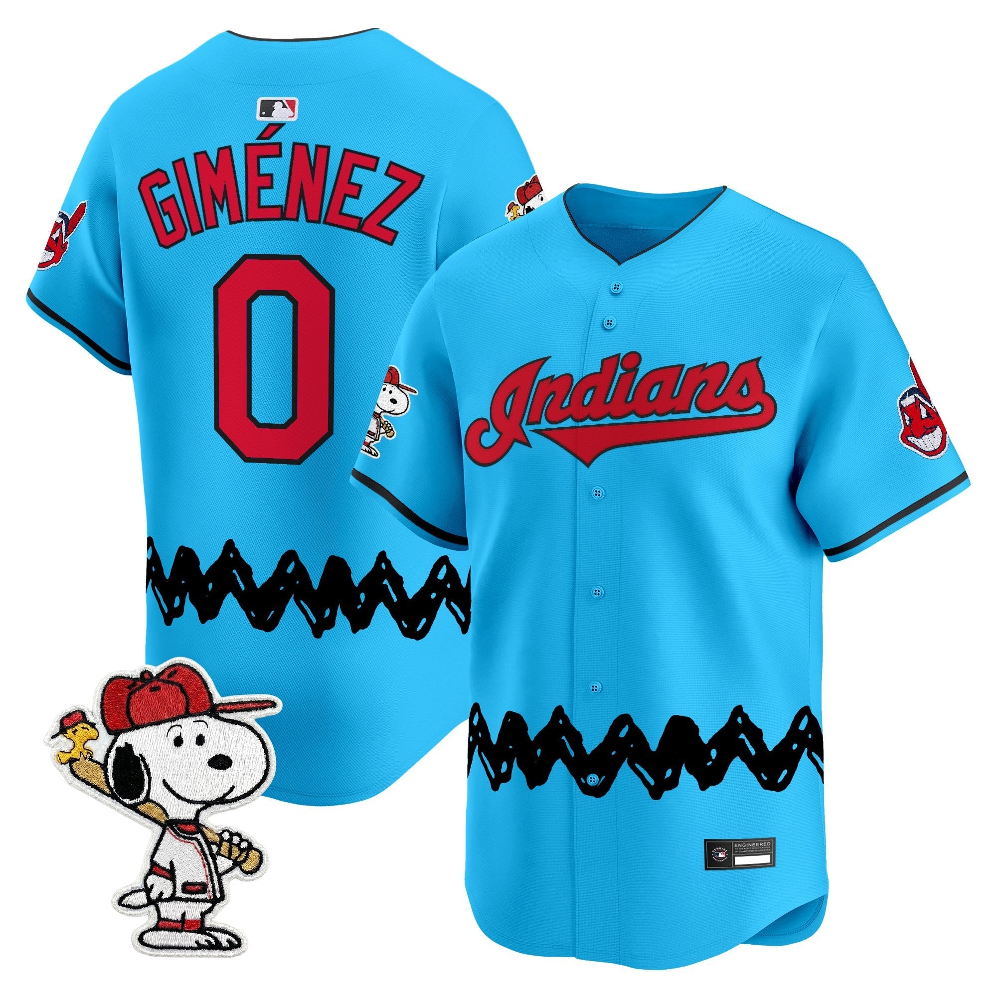 Men's Cleveland Indians x Peanuts Vapor Premier Limited Jersey - Stitched